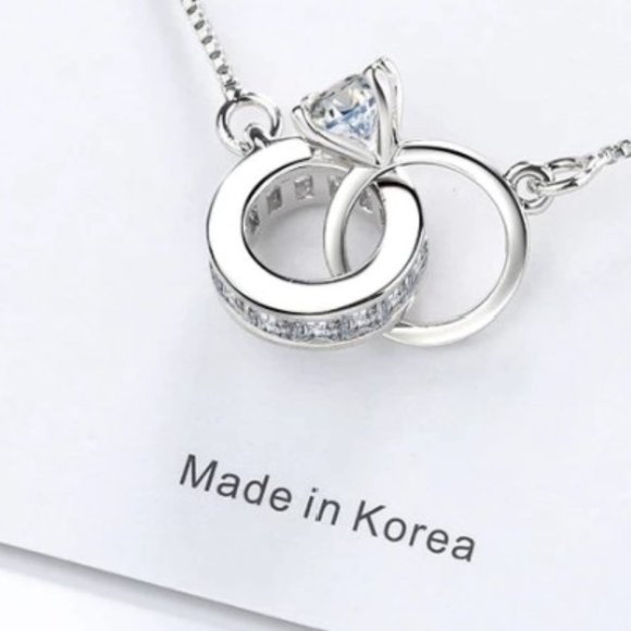 New!! 925 Silver Heart Double Circle Geometric Charm Bracelets - Picture 2 of 5